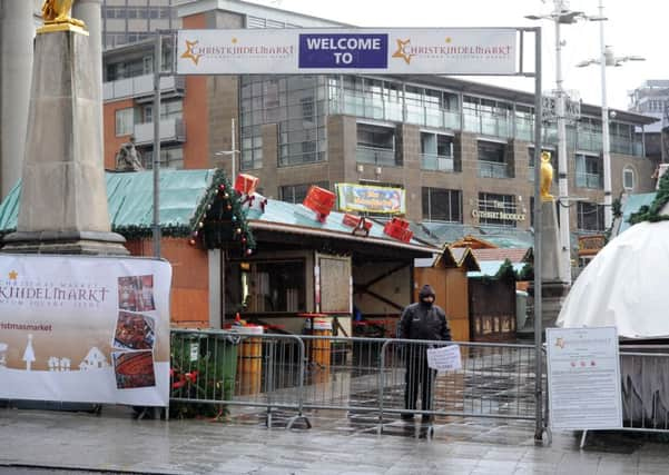 Visitors to the German Christmas Market  in Leeds.