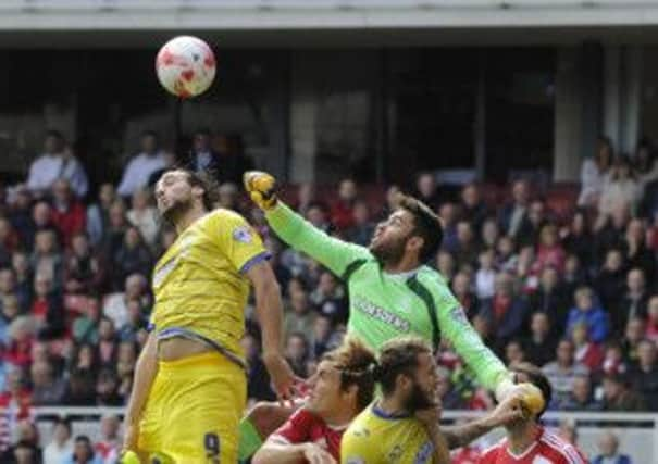 Dimi Konstantopoulos, seen thwarting Sheffield Wednesday, excelled for Middlesbrough against Huddersfield (Picture: Steve Ellis).