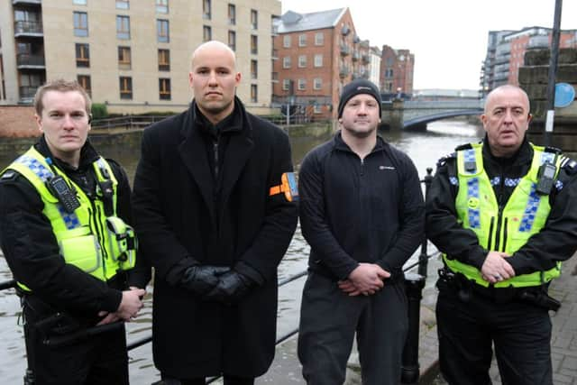 LIFESAVERS: Richard Johnson (left) with Johnny Waterton, Richard Goc and Mark Spedding.