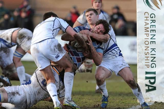 SO CLOSE: Rotherham Titans Alex Reider is prevented from crossing the Leinster A line at Clifton Lane. Picture: Scott Merrylees.