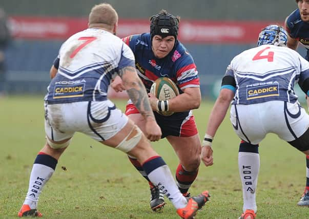 No way through for Doncaster's Ben Hunter against Carnegie. (Picture: Scott Merrylees SM1007/02c)