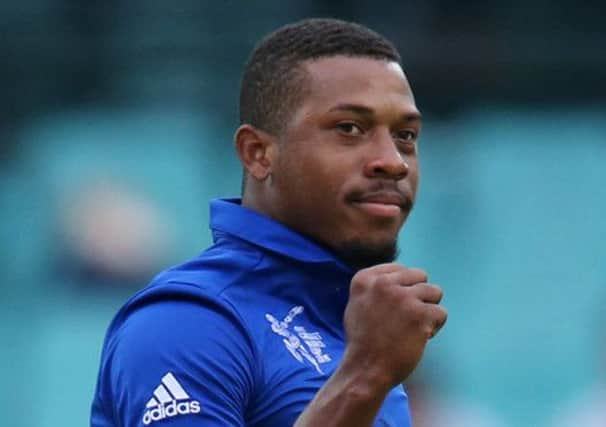 England's Chris Jordan celebrates after dismissing Afghanistans Samiullah Shenwari. (AP Photo/Rick Rycroft)