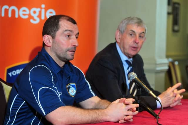 Bryan Redpath alongside Ian McGeechan at Headingley yesterday. Picture: Tony Johnson.