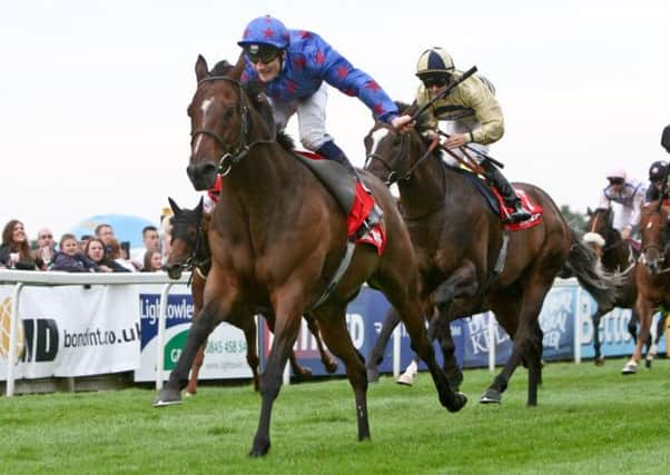 SWEET MEMORIES: Robin Bastimans Borderlescott, ridden by jockey Freddie Tylicki, finishes ahead of favourite and eventual runner-up Masamah in the Betfred Beverley Bullet Sprint Stakes back in 2012.