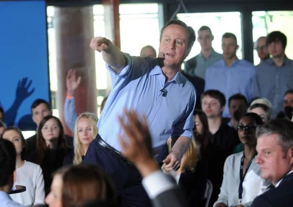 David Cameron takes questions at TPP in Horsforth this morning. Picture:Simon Hulme