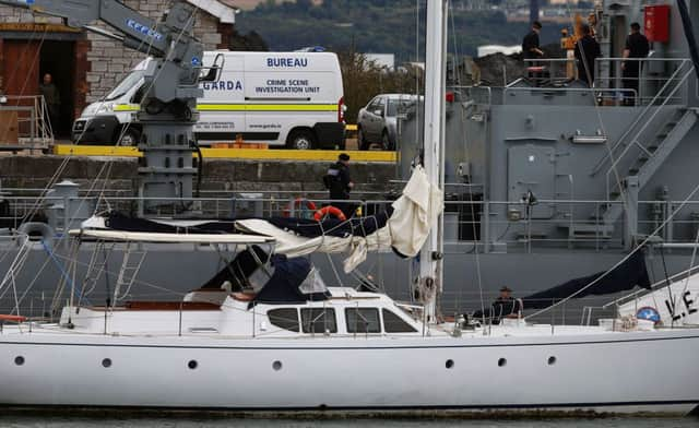 The yacht Makayabella in Haulbowline naval base, Cobh, Co Cork