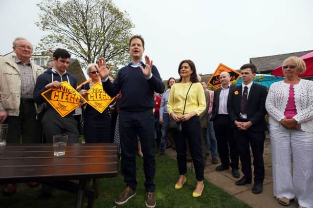 Nick Clegg is joined by his wife Miriam Gonzalez Durantez as he campaigns at The Devonshire Arms in Sheffield.