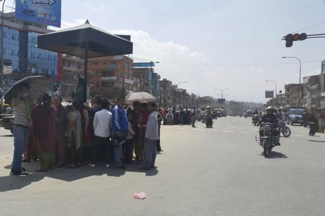 The scene after another earthquake in Bhaktapur, Nepal