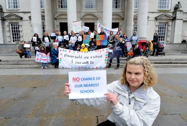 Lucy Clement with parents at the places rally last week.