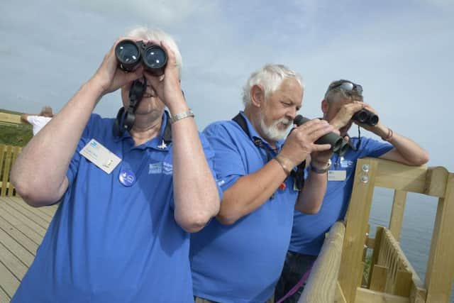 Angela Belk, Tony Mayman, Peter Riby at RSPB Bempton Official Opening.