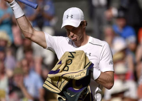 Britains Andy Murray makes his feelings clear on his way to a straight-sets defeat to seven-times champion Roger Federer, of Switzerland  7-5 7-5 6-4  in yesterdays Wimbledon mens singles semi-final (Picture: Toby Melville/PA).