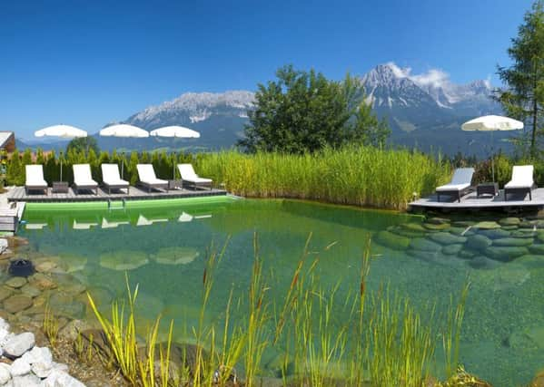 The pool at the Kaiserhof wellness hotel, run by husband and wife team Gunter and Bianca Lampert