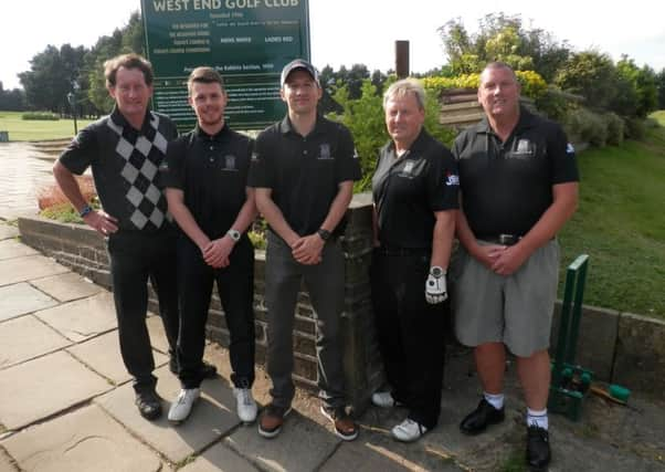 West End's team which won 6-2 against Woodsome Hall (l-r): Roger Greenwood, captain, Tom Drake, Sam le Gros Clark, Ken Todd, Campbell Alexander.