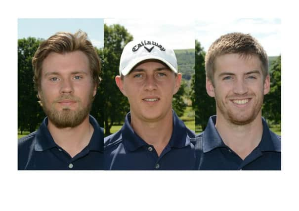 Bedale's Dan Brown, left, Lindrick's Joe Dean, centre, and Meltham's Jamie Bower (Pictures: Chris Stratford).