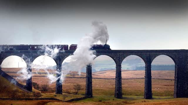 Royal Train crosses Ribblehead Viaduct.