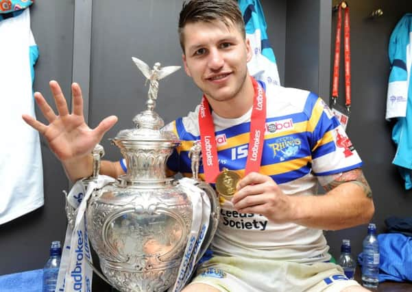 Tom Briscoe celebrates his five tries.