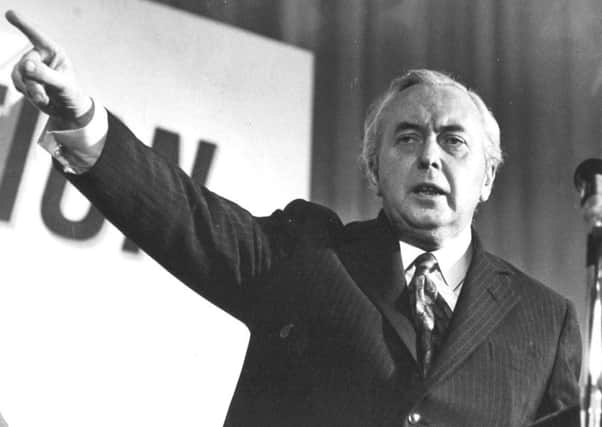 Former Prime Minister Harold Wilson speaking in 1974.