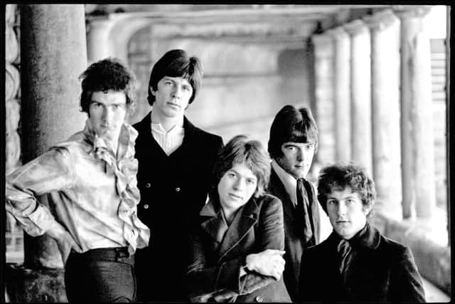 1968: Mick Cooke, Pete Liley, Allen Robert Palmer, Rich Hodgson and Mick Stevenson of The Mandrakes, under The Spa in Scarborough