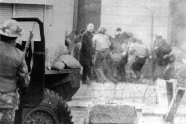 The scene during a protest in Londonderry in 1972 which became known as Bloody Sunday.