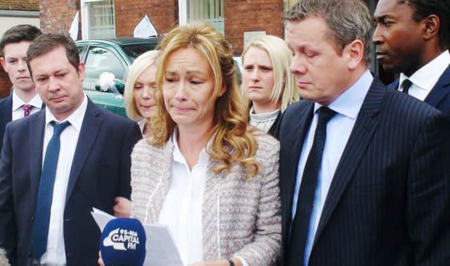 Sharon Wood with Paul Wood (right, husband) and Neil Shepherd (left, ex-husband)