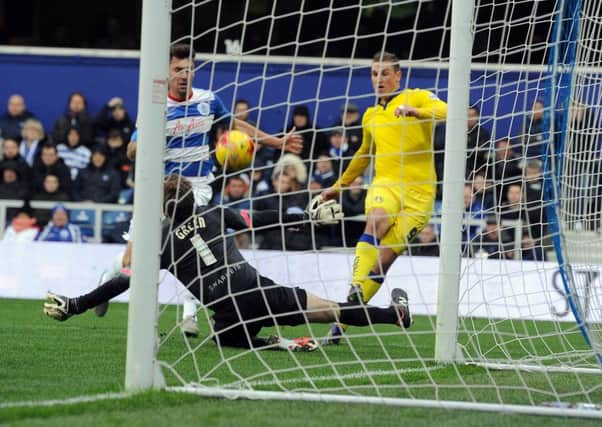 Chris Wood fires a shot wide at QPR.