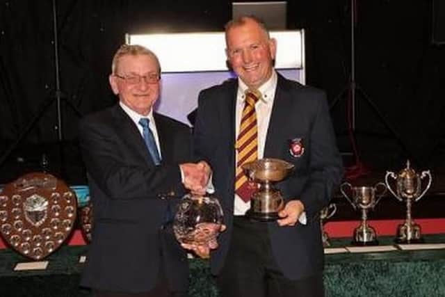 Retiring Drax GC captain John Leonard and Garryk Slaywe.