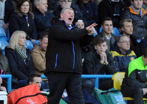 Steve Evans barks orders to his Leeds United player during Sunday's 1-0 win over Preston North End. Picture: Simon Hulme.