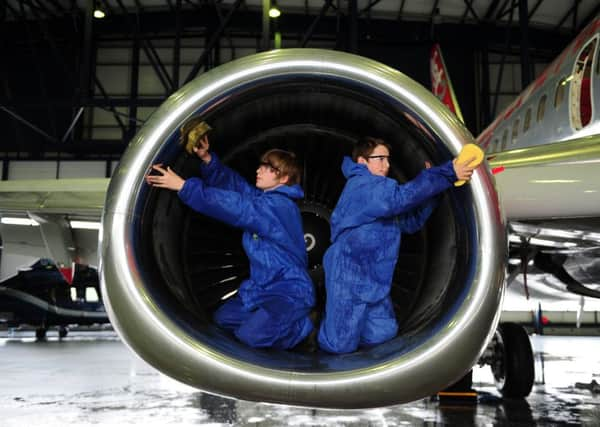 Alex Hobbs and Charlie Hey at Leeds-Bradford Airport over the weekend. PIC: Jonathan Gawthorpe