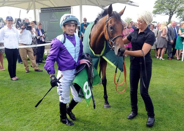 Silvestre De Sousa with Juddmonte winner Arabian Queen (Picture: James Hardisty).