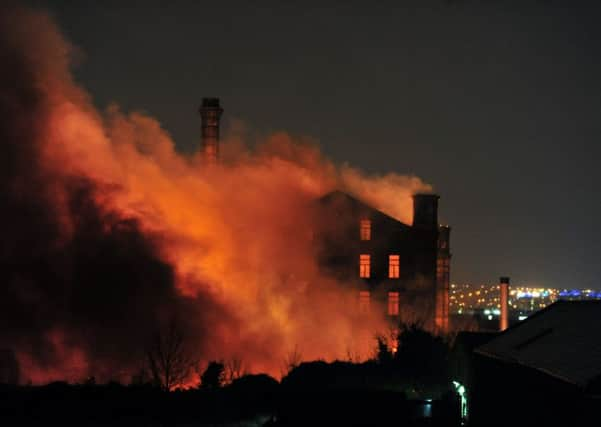 Firefighters deal with a huge blaze at a mill on Lumb Lane in Bradford . Picture Tony Johnson