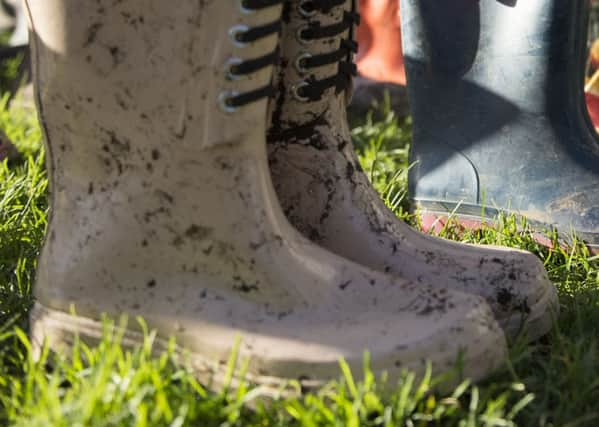 Shaun McKenna is learning the hard way to always where wellies.  Pic: Anthony Devlin/PA Wire