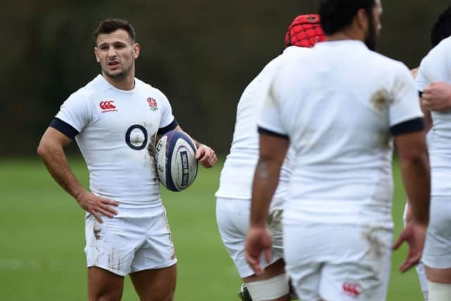 England's Danny Care (left) during a training session at Pennyhill Park, Bagshot.