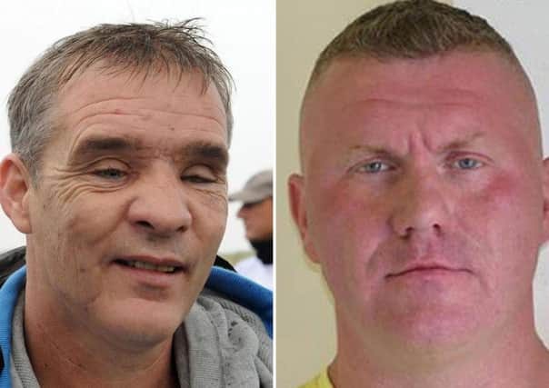 Pc David Rathband, left, and the man who shot him, Raoul Moat.