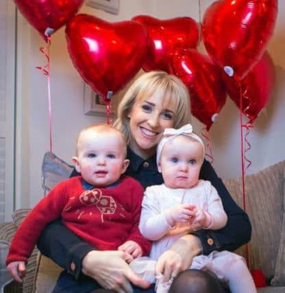 Lizzie Jones with twins, Bobby and Phoebe. Picture: Alex Whitehead/SWpix.com