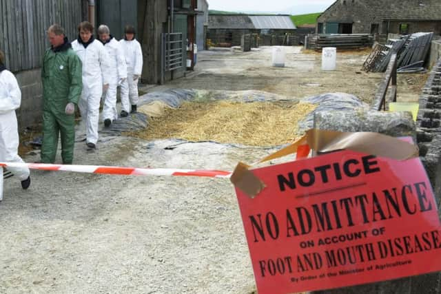 An afffected farm near Settle on 25 June 2001.  Pic: John Giles PA