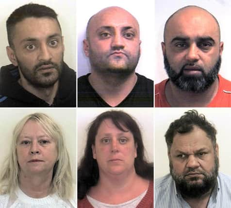 From top left: Arshid Hussain, 40, Basharat Hussain, 39, and Bannaras Hussain, 36, and (bottom) Karen MacGregor, 58, Shelley Davies, 40, and Qurban Ali, 53.