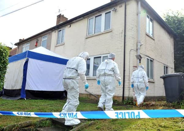 The scene at Clement Desmier's house after the murder.