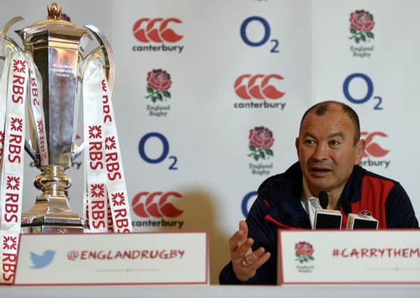 England head coach Eddie Jones with the Six Nations Trophy.