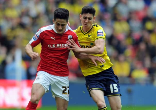 George Williams, left, had a loan spell at Barrow earlier this season before stepping out at Wembley yesterday.