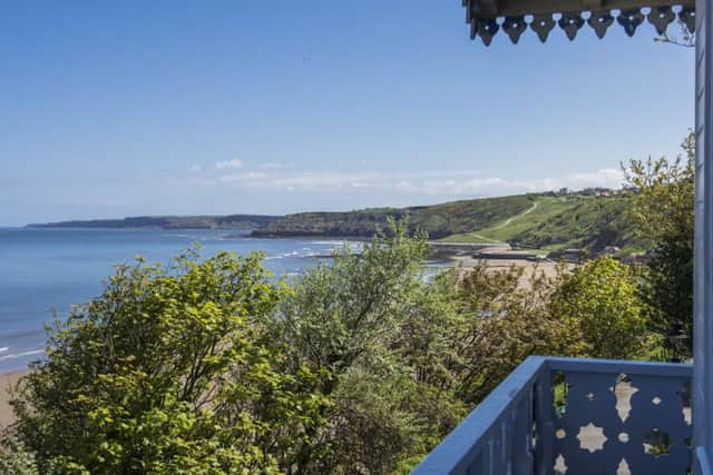 The views from the chalet over to Filey Brigg