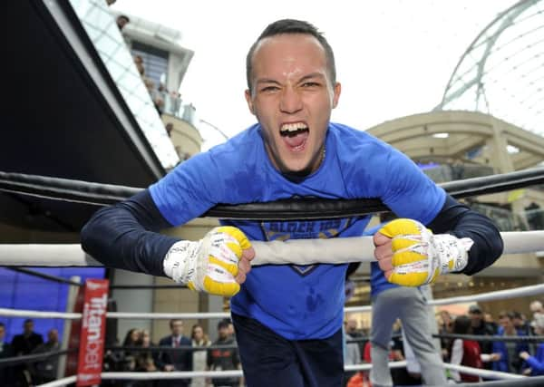 READY FOR BATTLE: Josh Warrington at Trinity Shopping Centre ahead of tonights fight at the Leeds Arena. Picture: Steve Riding