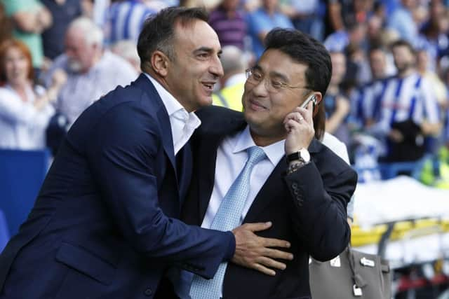 Owls head coach Carlos Carvalhal and owner Dejhon Chansiri