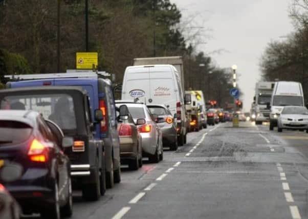 Gridlocked traffic in Leeds.