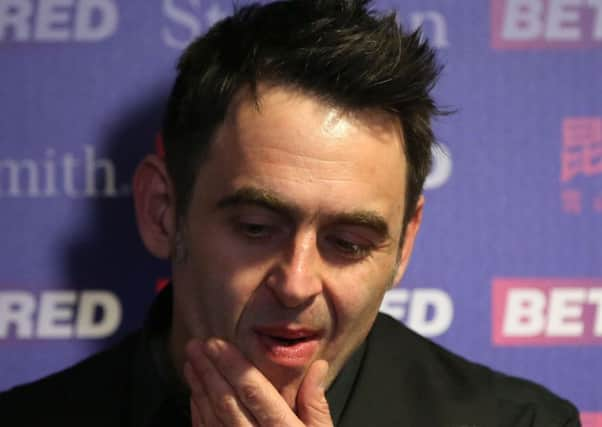 Ronnie OSullivan talks to the media following his exit from the Crucible (Picture: Simon Cooper/PA).