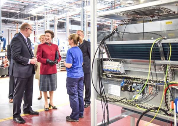 Princess Anne during her visit to Airedale International in Rawdon.