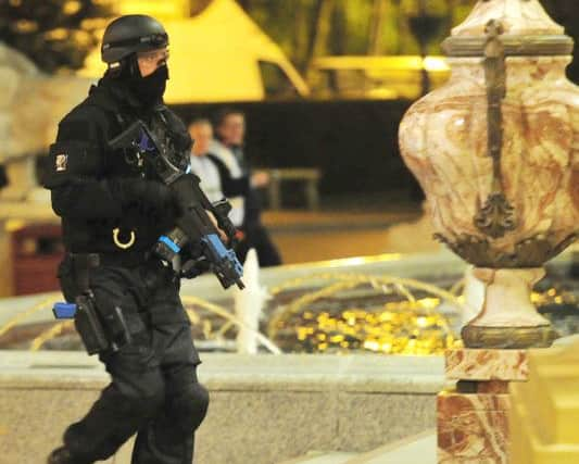 An exercise at the Trafford Centre in Manchester, where police joined forces with other agencies during a simulated terror attack to test the emergency response to a major incident.