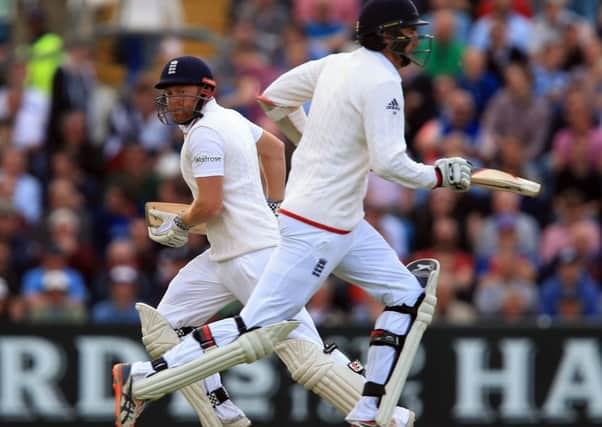 Englands Jonny Bairstow and Steven Finn put on 56 in 14 overs before the Yorkshiremans fine innings came to an end on 140 (Picture: Mike Egerton/PA).