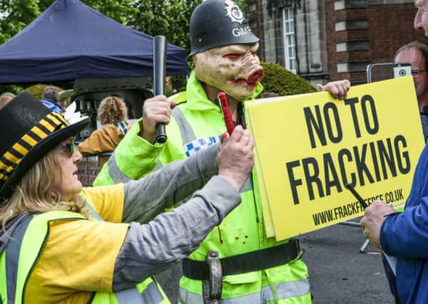 Protesters outside County Hall, Northallerton, where councillors backed a fracking application.