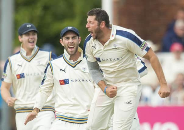 Tim Bresnan, celebratings dismissing Durhams Michael Richardson in last seasons Championship encounter at North Marine Road, Scarborough, returns for Yorkshire in the Roses match at Headingley tomorrow.Tim Bresnan, celebratings dismissing Durhams Michael Richardson in last seasons Championship encounter at North Marine Road, Scarborough, returns for Yorkshire in the Roses match at Headingley tomorrow.