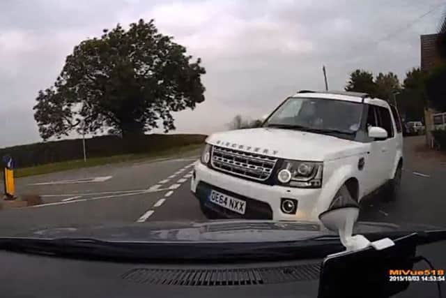 The moment that Jaguar Land Rover manager Andrew Nay, 39, smashed his company 4x4 into a car during a road rage chase, leaving Katrina and Karlina Raiba, aged five and eight, paralysed